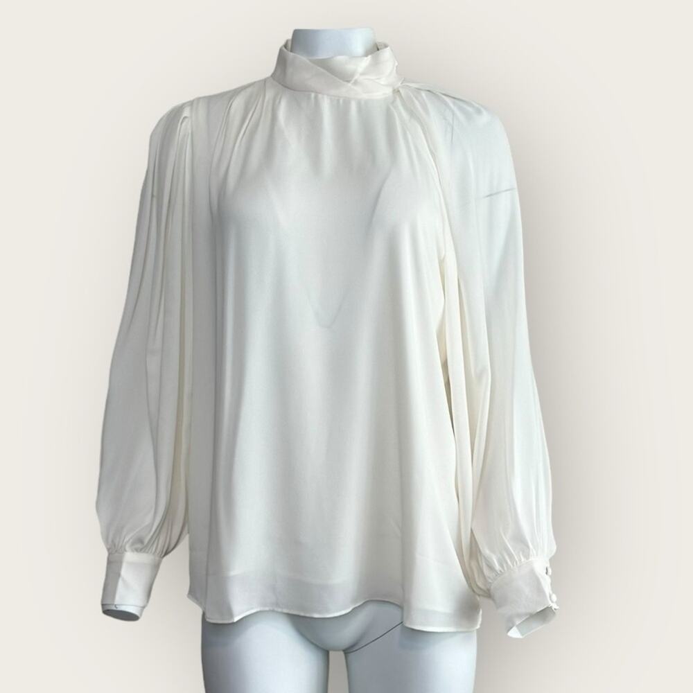 NWT | Krisa | Turtleneck Balloon Sleeve Blouse | Cream | Medium